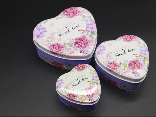 Металеві подарункові коробочки. "Sweet Love". 3шт. комплект. 12х12см