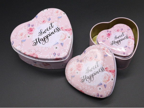 Металеві подарункові коробочки. "Sweet Happiness". 3шт. комплект. 12х12см