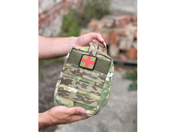 Быстросъемная тактическая аптечка военная с системой MOLLE в цвете Multicam, нейлон 500D, водостойкая