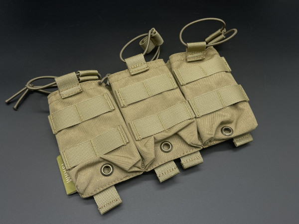 Подсумок для хранения магазинов с системой Molle, объемом на 3 магазина, цвет Coyote, водостойкий