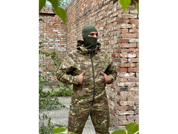 Костюм Multicam від бренду ISARM для військових, мисливців, без утеплювача, з капюшоном і високим коміром, розмір L