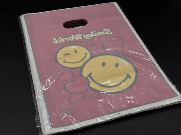 Подарункові поліетиленові пакети 25х35см "Smiley World". Колір червоний.