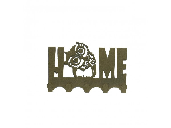 Ключниця настінна металічна 18.5х12см. Колір "золотий" Home 5 гачків