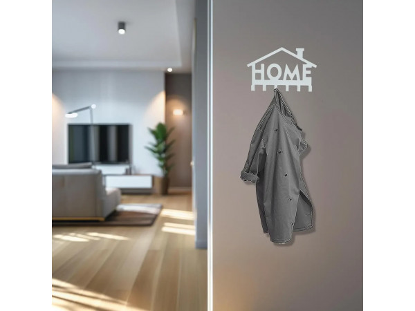 Ключниця настінна металічна 24х14.5см. Колір "чорний" Home 6 гачків