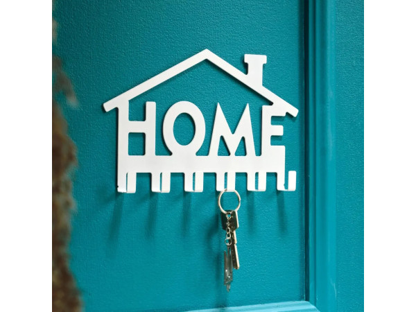 Ключниця настінна металічна 24х14.5см. Колір "чорний" Home 6 гачків