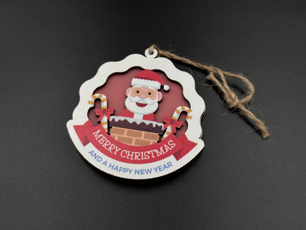 Дерев'яні новорічні іграшки з підсвічув 95х90х10мм. Marry Christmas