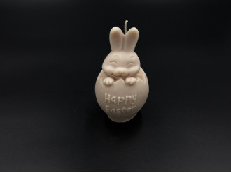 Свічка соєва "Happy Easter "зайчик в яйці 10см 125грам. Колір бежевий.