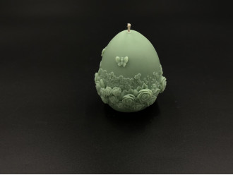 Свічка соєва "Happy Easter "писанка з квітами 8 см 100 грам. Колір м'ятний.