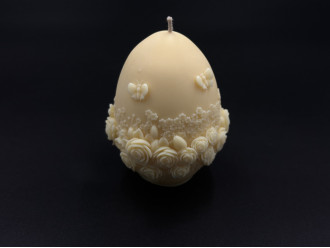 Свічка соєва "Happy Easter "писанка з квітами 8 см 100 грам. Колір жовтий.