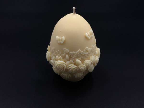 Свічка соєва "Happy Easter "писанка з квітами 8 см 100 грам. Колір жовтий.