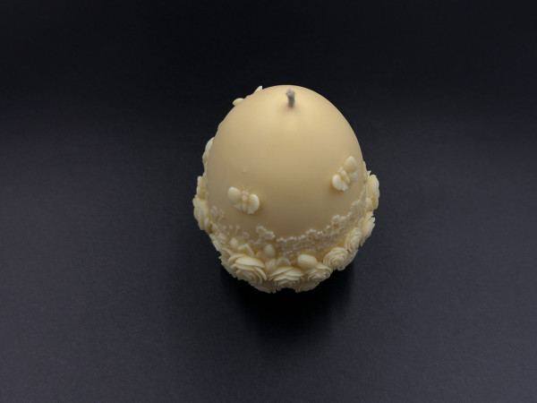 Свічка соєва "Happy Easter "писанка з квітами 8 см 100 грам. Колір жовтий.