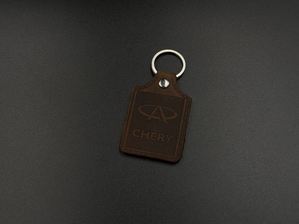 Брелок шкіряний. Chery. 43x65мм. Колір Коричневий.