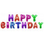 Надувні кульки HAPPY BIRTHDAY. Колір різнокольоровий білі сердечка. 29см