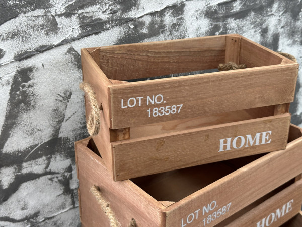 Дерев'яні ящики коричневого кольору "Home". 35х25х17см