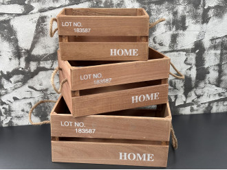 Дерев'яні ящики коричневого кольору "Home". 35х25х17см