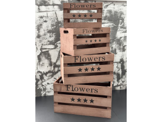 Дерев'яні ящики коричневого кольору "Flowers". 40х31х22см