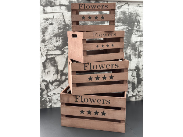 Дерев'яні ящики коричневого кольору "Flowers". 40х31х22см