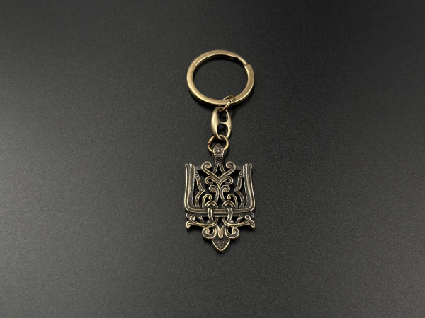 Брилок "Тризуб". Лита металева. Колір "стара латунь".