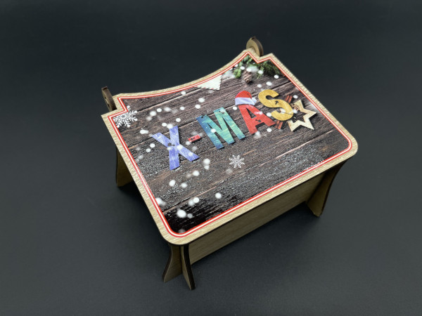 Механическая деревянная шкатулка с мелодией для творчества X-MAS 12х10х8см подарок на Рождество