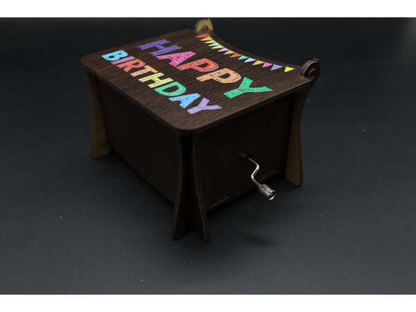 Музыкальная шкатулка шарманка из темного дерева Happy Birthday 12х10х8см шкатулки с Днем рождения